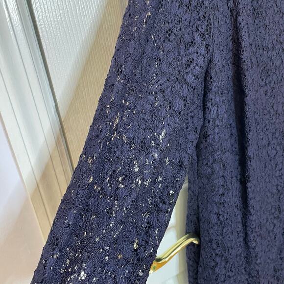 Adrianna Papell Evening navy lace dress prom gala 16W - Picture 3 of 10